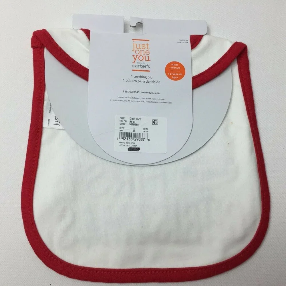 Carter's Just One You White Teething Bib My First Christmas Santa Holiday
